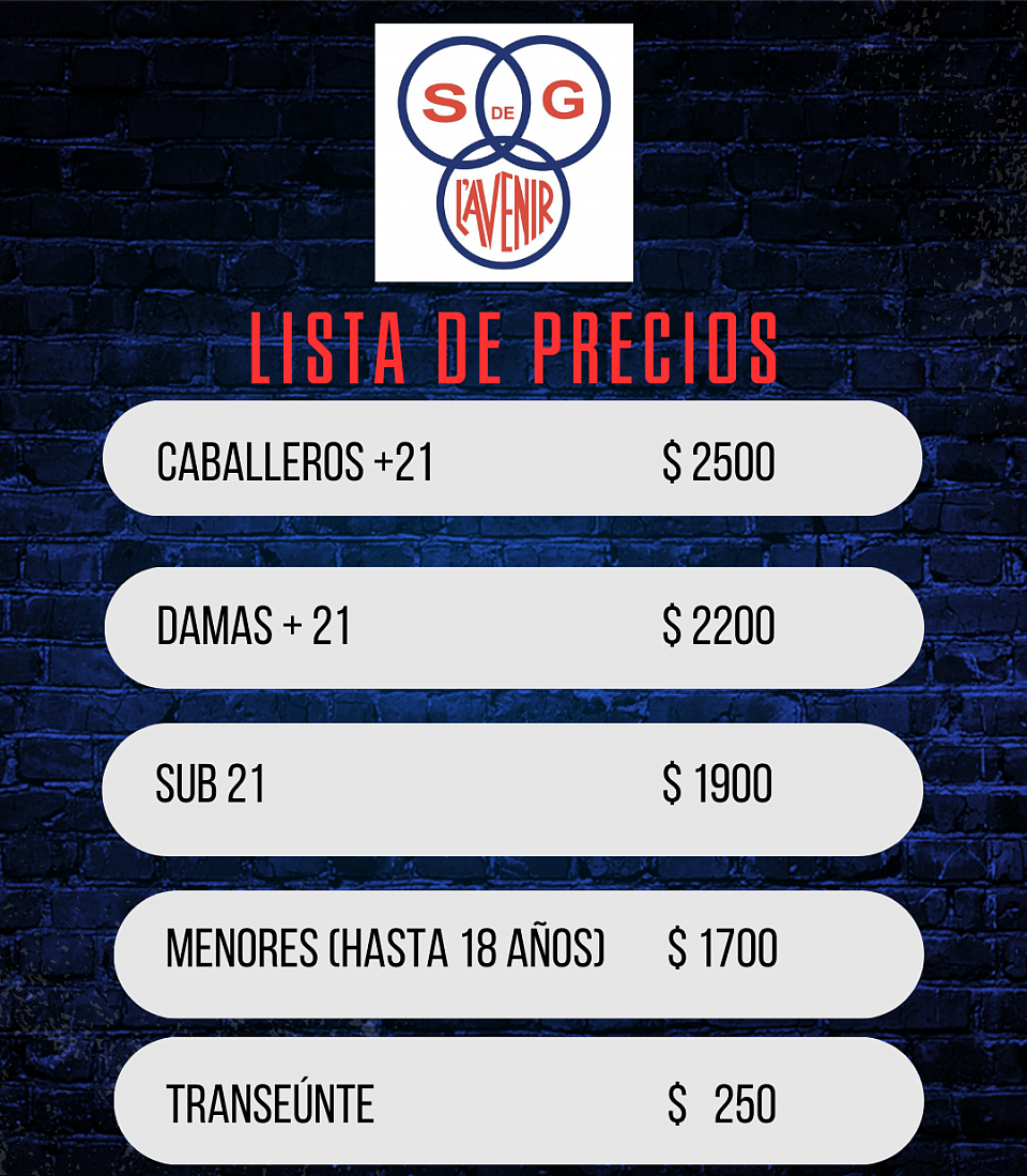 CUOTA MENSUAL PARA TODAS LAS ACTIVIDADES EN EL CLUB L'AVENIR (BOXEO, MUSCULACION,  BASKET, FUTBOL, TENIS DE MESA, PALETA, GIMNASIA, AEROBICA, ENTRENAMIENTO FUNCIONAL, GIMNASIA ARTISTICA.